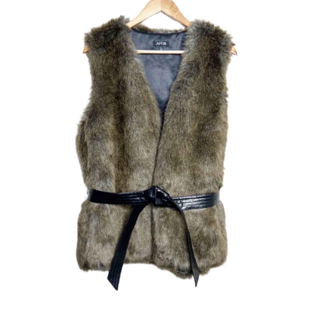 ❄️ Apt. 9 Faux Fur Vest with Black Belt - Heather Brown XL